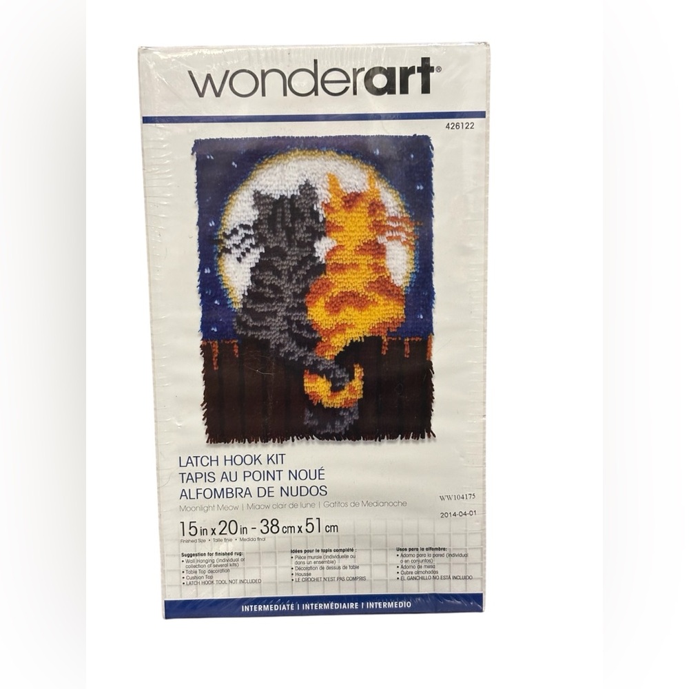 Caron Latch Hook Kit - Moonlit Feline Design